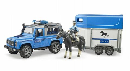 Игрушечный транспорт Bruder - Полицейская машина Land Rover Police с прицепом, лошадью и фигуркой полицейского - Брудер 02588
