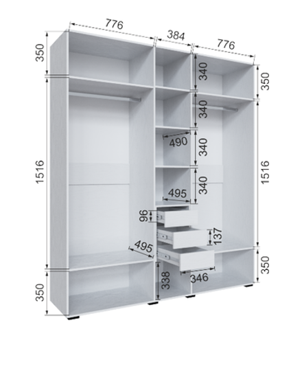 Шкаф с 3 ящиками внутри без зеркала Бруклин 200Ш