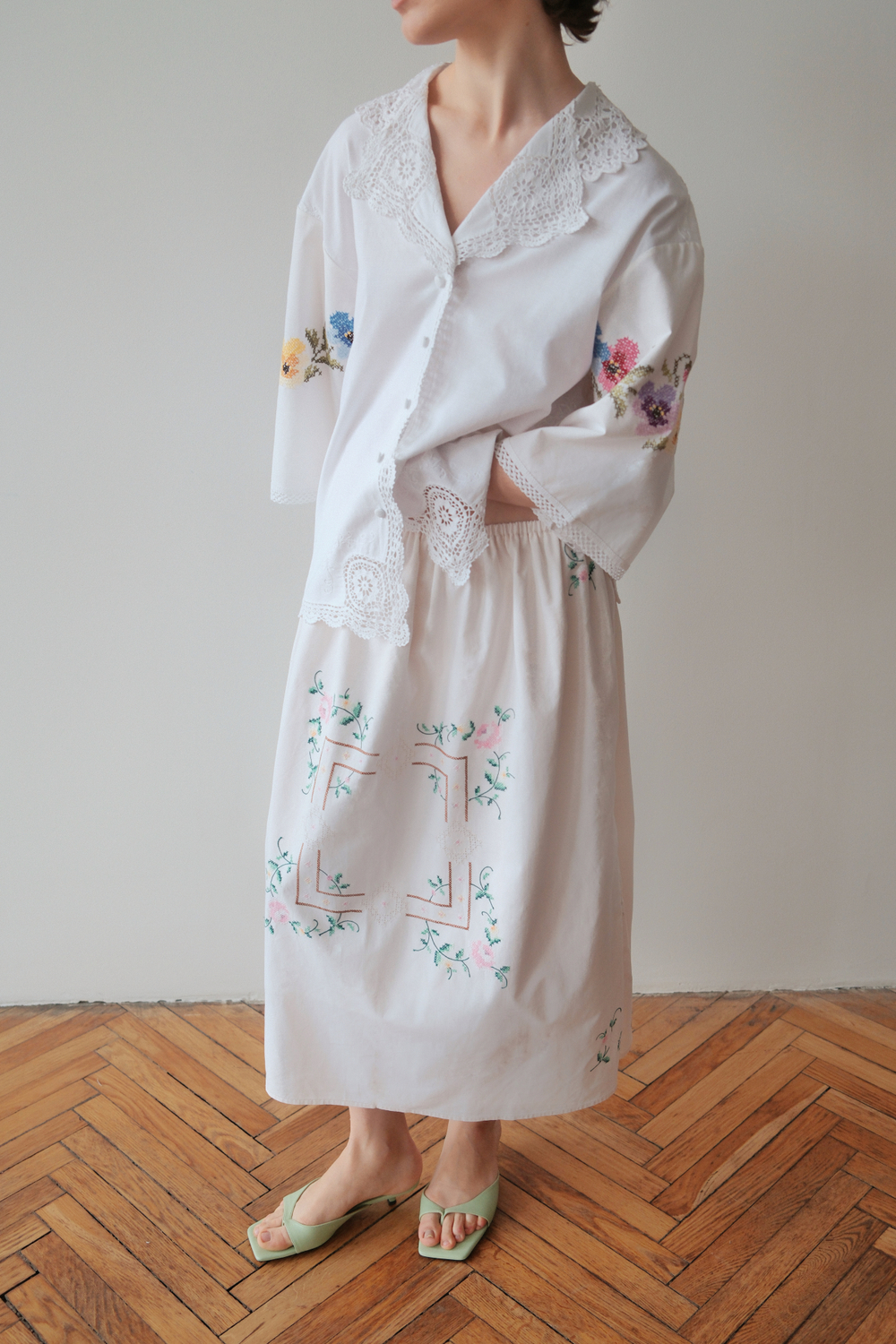 Рубашка с вязанным кружевом