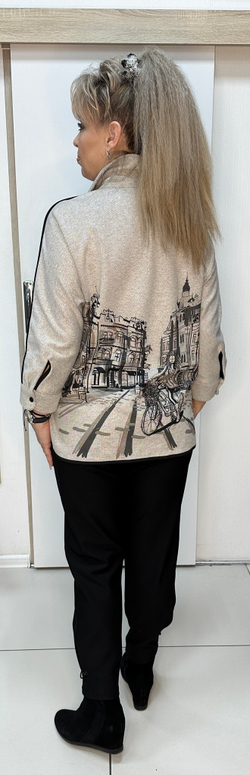 Рубашка-жакет трикотажная с изображением города