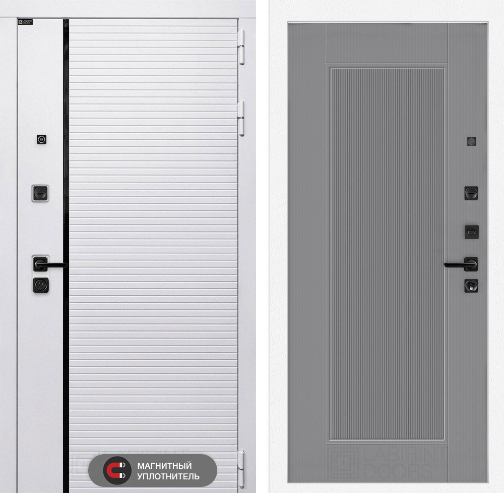 Дверь входная Лабиринт ROYAL 30 Серый софт рельеф металлическая