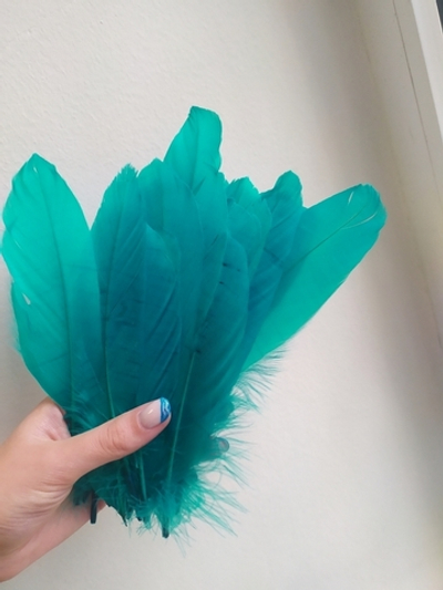 Гусиные перья аквамарин 2 сорт 100 шт.