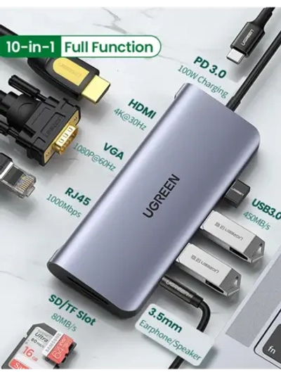 Хаб (разветвитель) с разъемом Type-C Угрин 10 в 1