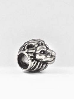 Шарм-бусина Лев из серебра