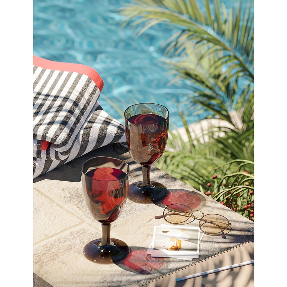 Набор бокалов из акрила Hollow для вина, 430 мл, серо-коричневый, 4 шт.