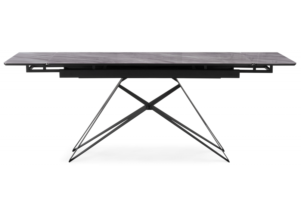 Стол стеклянный Woodville Блэкберн 140(200)х80 кристл серый мрамор, черный