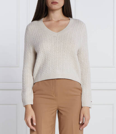 Хлопковый свитер soft cable Tommy Hilfiger - бежевый(WW0WW39887)
