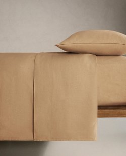 Zara Home - Простыня брюки из постиранного льна, высота 30 см (140 г / м2), бежевый, 90х200х30 см