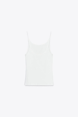 ZARA ТОП В РУБЧИК НА БРЕТЕЛЯХ, БЕЛЫЙ