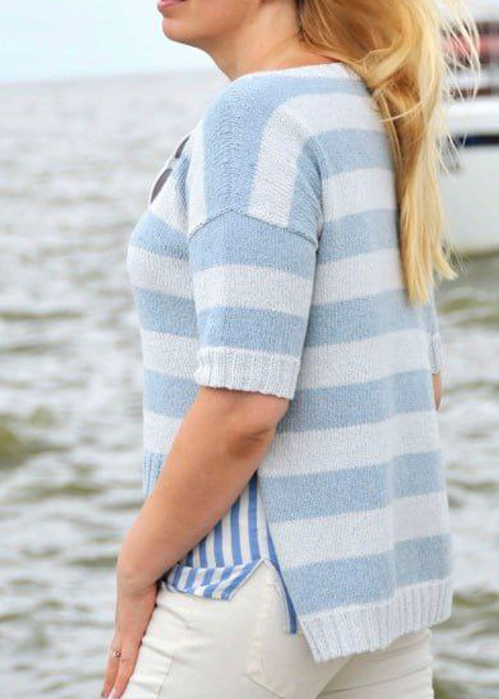 Описание по вязанию топа спицами "Marine"