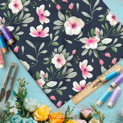 Ткань премиум бифлекс вечерняя цветочная фантазия