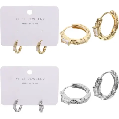 Серьги из гиппоалергенного металла со стразами «ПАЛУМНА», кольца, цвет золото и серебро, 2,5-dсм