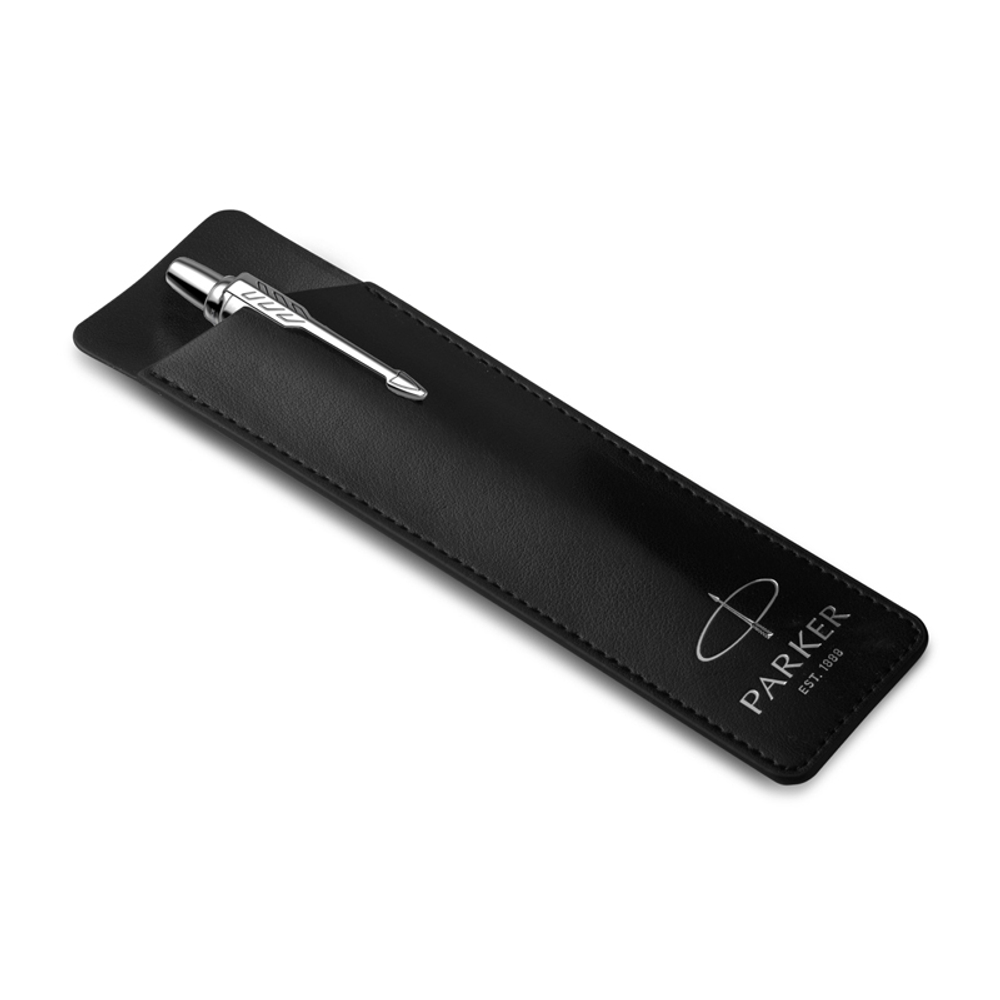 Чехол Parker из натуральной кожи, цвет матово-черный с серебряным тиснением