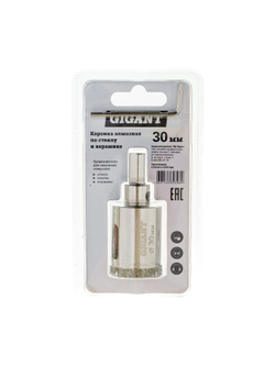 Коронка алмазная по стеклу и керамике (30 мм; 30 мм) Gigant DBG 11069