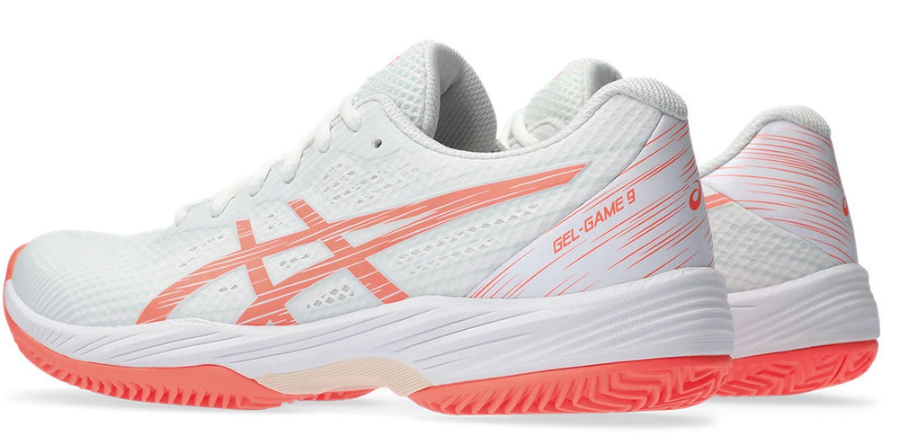 Женские теннисные кроссовки Asics Gel-Game 9 Clay/OC - white/sun coral