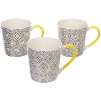 Кружка керамическая 400мл «Орнамент» желтая ручка