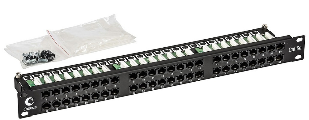 Патч-панель  Cabeus PLHD-48-Cat.5e-Dual