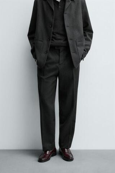 ZARA БРЮКИ ИЗ 100% ШЕРСТИ, АНТРАЦИТОВО-СЕРЫЙ