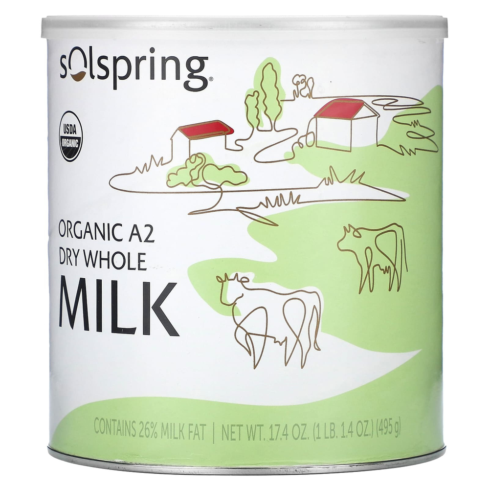 Dr. Mercola, Solspring®, органическое сухое цельное молоко А2, 495 г (17,4 унции)