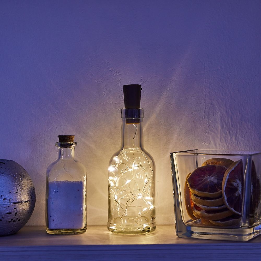 ULD-S0200-020-SСR-3LR WARM WHITE IP20 WINESTOPPER Гирлянда светодиодная Роса с пробкой на батарейках 3xLR44в-к. 2м. 20 светодиодов. Теплый белый свет. Провод медный. TM Uniel