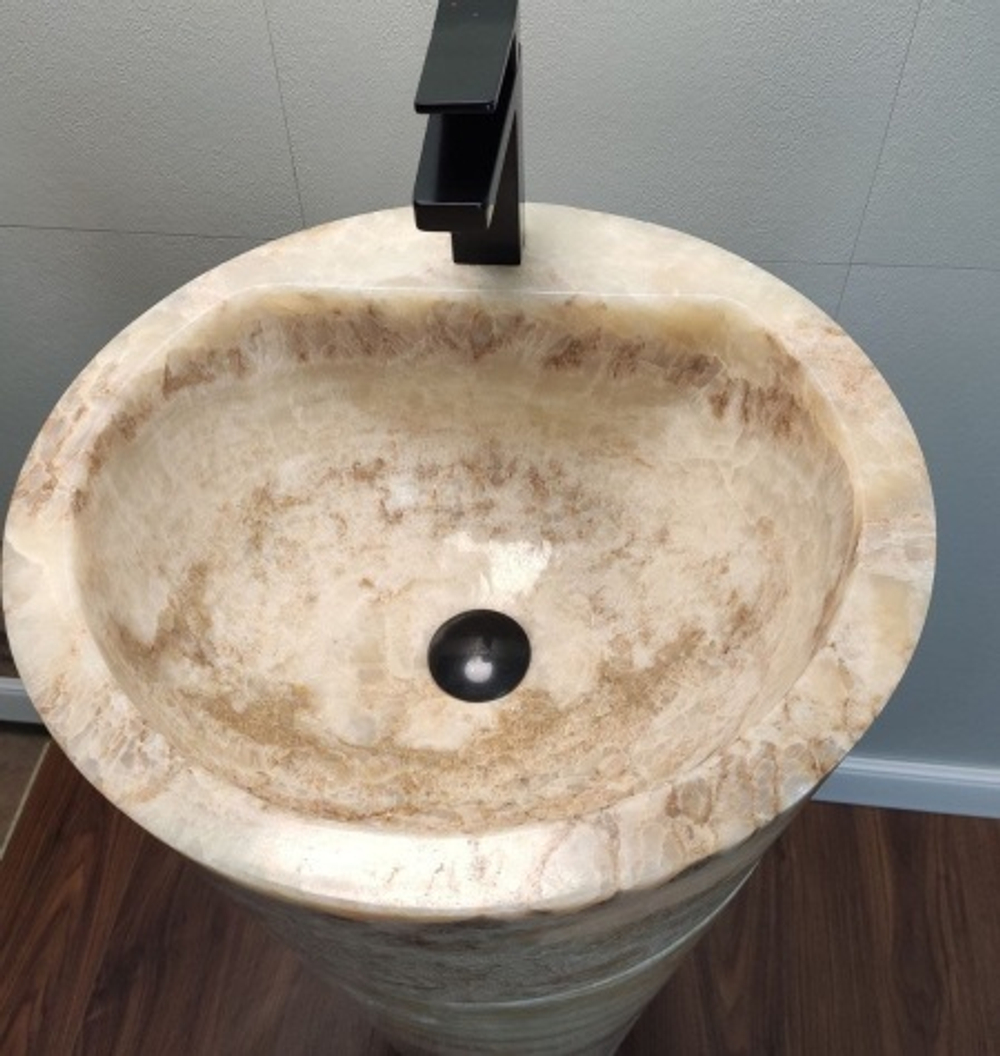 Раковина напольная из оникса Yellow ON-01343 (45*45*90 см)