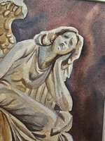 Картина авторская акварельная в паспарту 30х40 см на стену для интерьера "Ангел ночи"