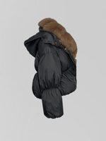 Куртка 2412 однотонная с мехом и капюшоном на молнии