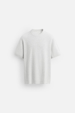 ZARA ФУТБОЛКА ИЗ ТРИКОТАЖА, СЕРЫЙ МЕЛАНЖ