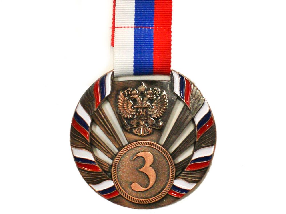 Медаль спортивная с лентой 3 место d - 6,5 см :1804-3