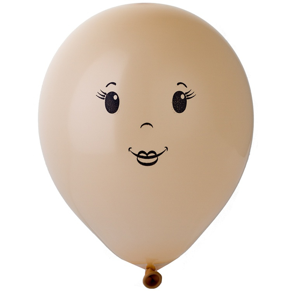 Шар латексный 13см FACE Девочка (Бежевый)