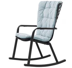 Уличное кресло-качалка Folio антрацит с голубой подушкой