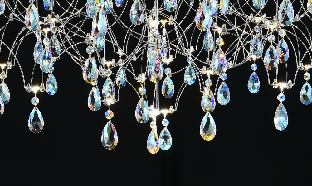 Подвесная люстра светодиодная с пультом и хрустальными подвесками K9 MyFar Ileria MR2651-57P-50СD