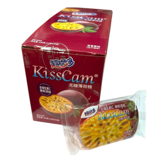 Драже Холодок KissCam - Мятные леденцы без сахара с витамином С и вкусом Маракуйя, 12гр (Китай)