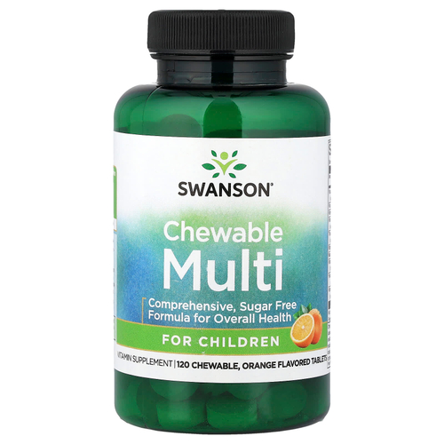 Swanson, жевательные мультивитамины для детей, апельсин, 120 жевательных таблеток
