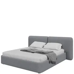 Кровать двуспальная Hub Soft 180 см (светло-серый, твид)