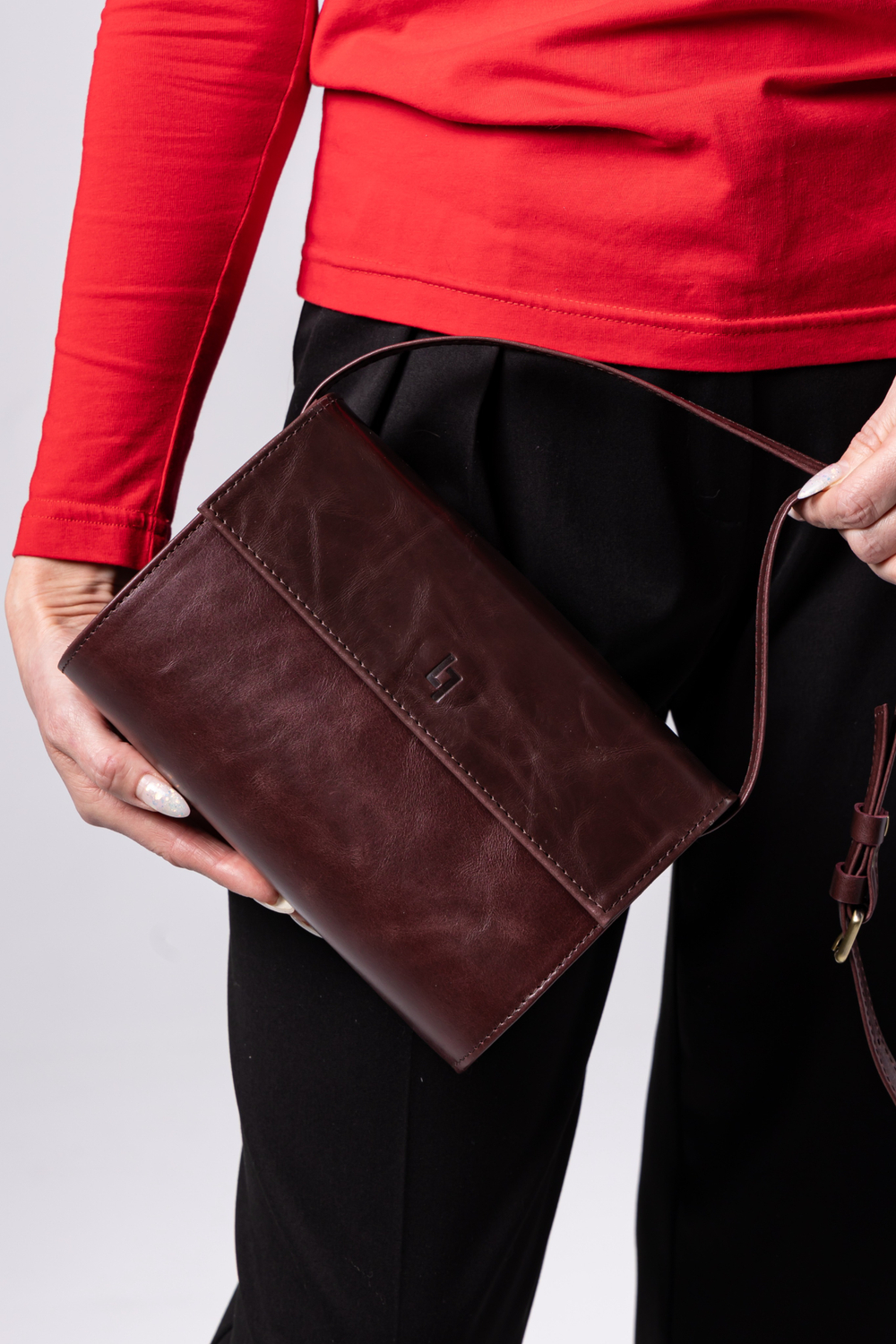 Louis Lefevre Сумка женская натуральная кожа через плечо маленькая марсала