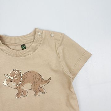 Футболка хлопковая "Динозавры" темно-бежевая
