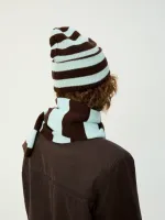 Шапка Kraizy Stripes в полоску шоколад / бирюза