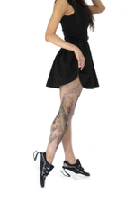 Колготки с принтом в виде черно-зеленого карпа кои на правой ножке (Размер: S-M-L) (Цвет: бежевый)