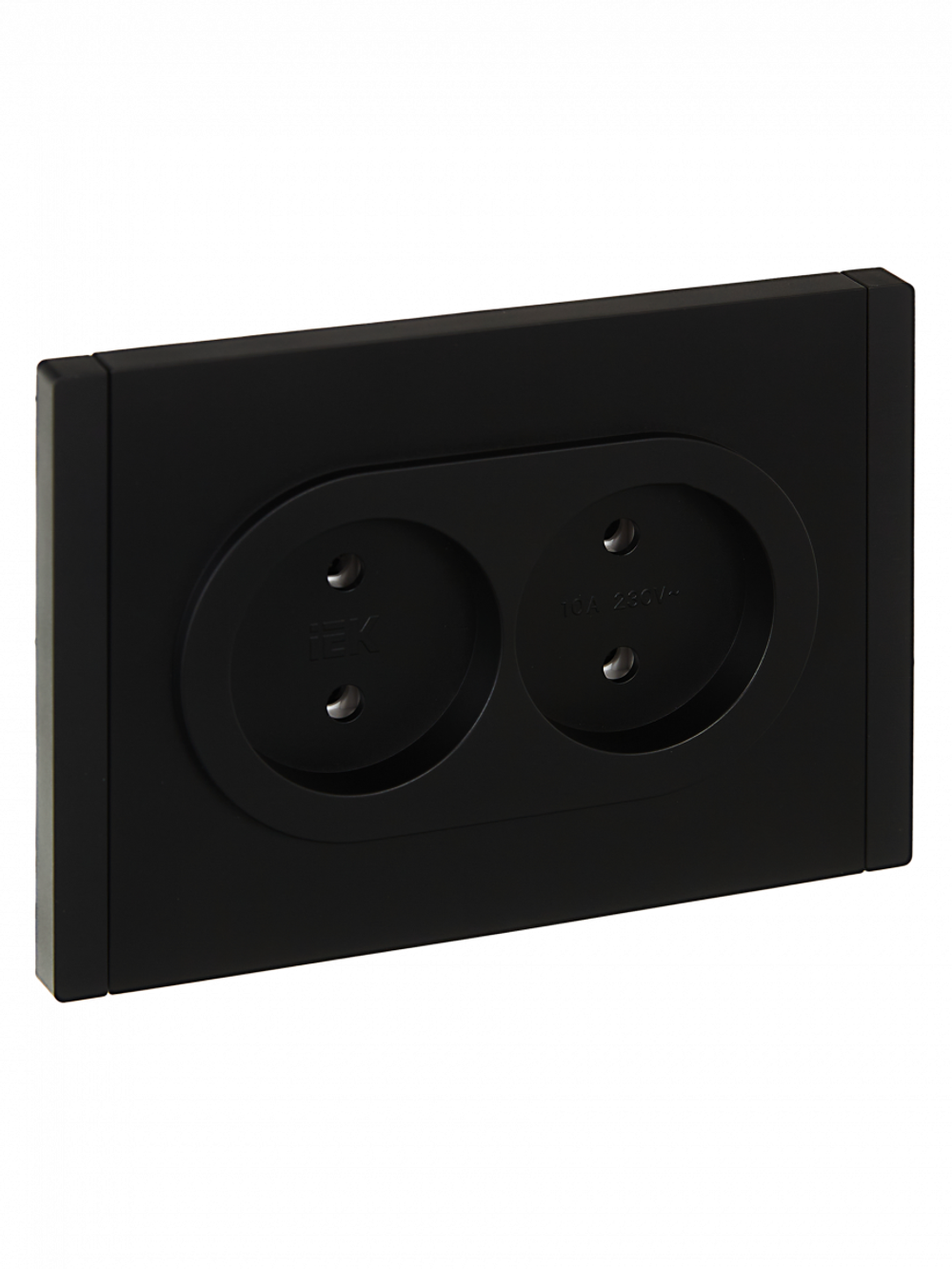 FORTE&PIANO Розетка 2-местная без заземления с защитными шторками безвинтовое крепление 10А FP125 черный IEK