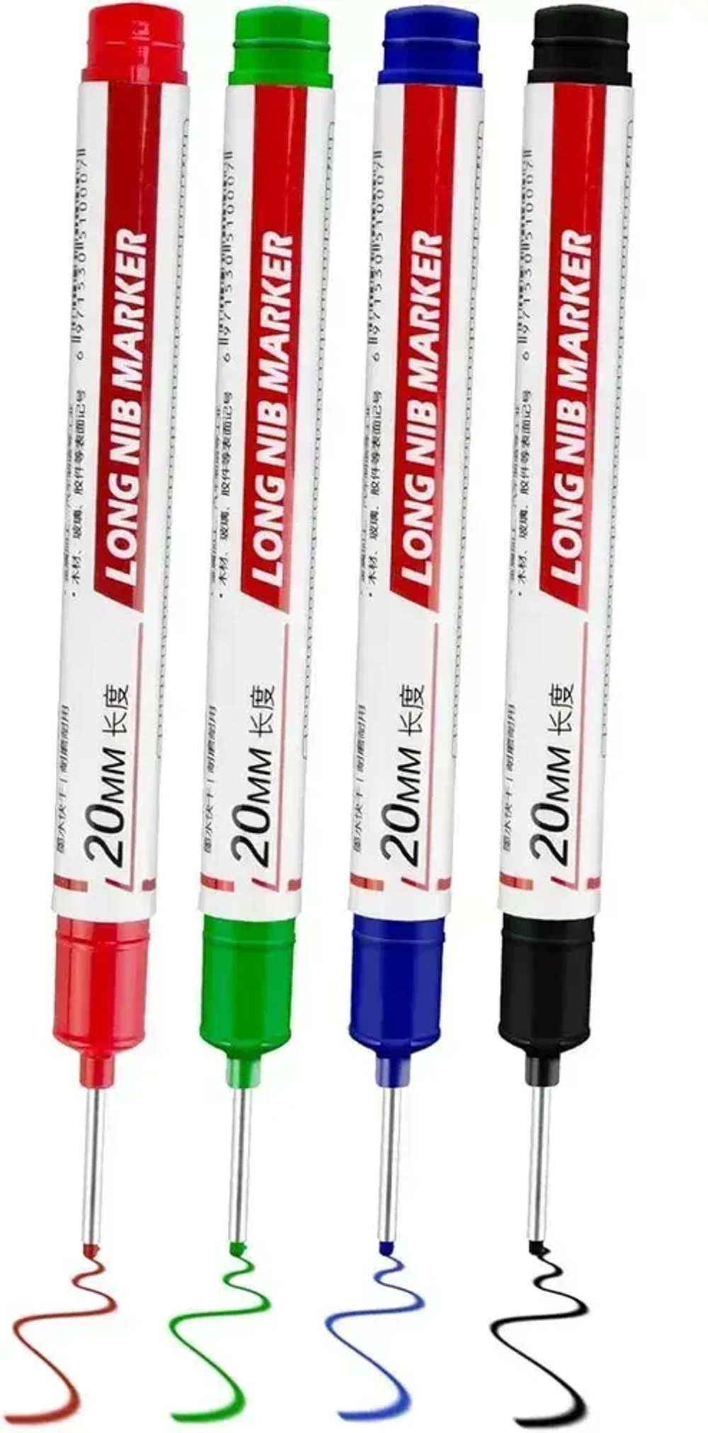 Маркер строительный тонкий разметочный с длинным наконечником 2 шт (черный, белый)