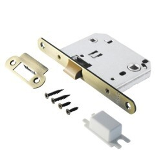 Защелка АЛЛЮР АРТ L7050 PR АВ стар.бронза, пластик, овал.планка 18мм б/ручек с фиксатором  / 11556