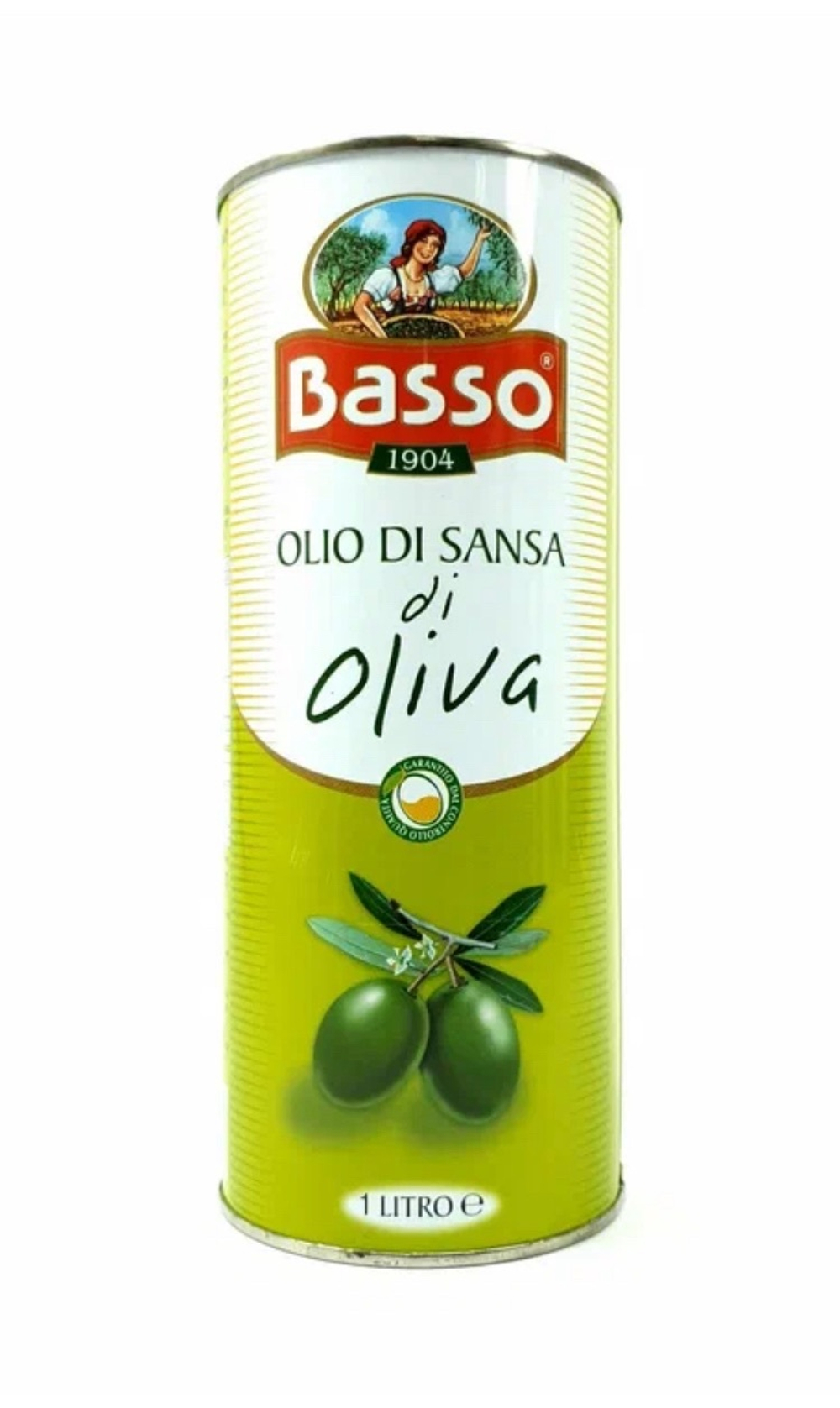 Оливковое масло BASSO Для жарки Рафинированное (Pomace) в ж/б 1 л, Италия