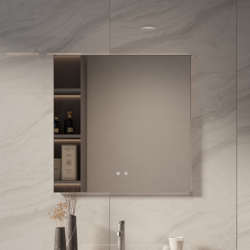 Зеркало Vincea LED VLM-4F800GM-2 800х800 c сенсорным выключателем, антизапотевание, вороненая сталь