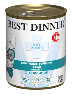 BEST DINNER Vet Profi Консервы для собак при избыточном весе с говядиной 0,34 кг