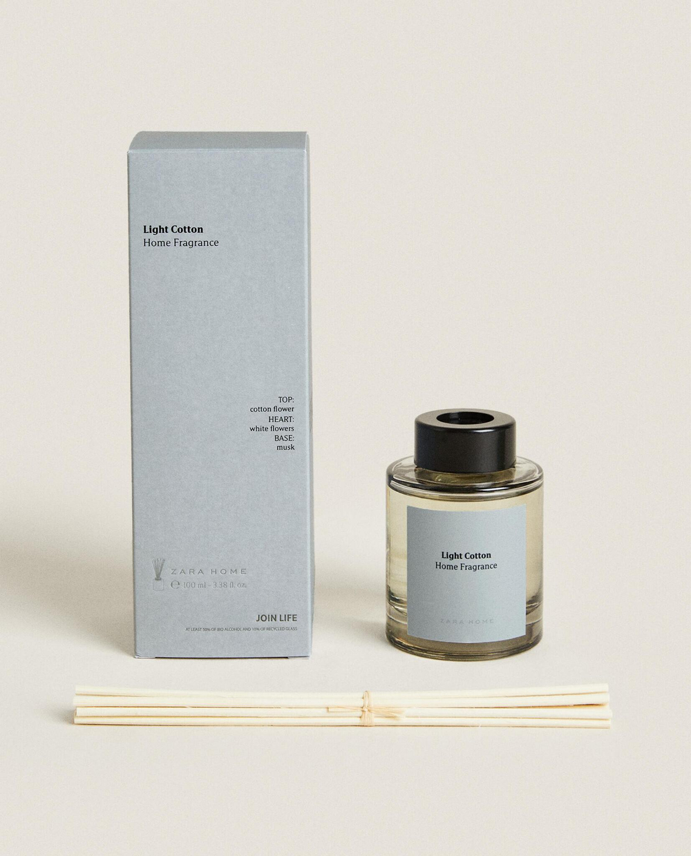 Zara Home LIGHT COTTON REED DIFFUSERS — ароматический диффузор с тростниковыми палочками, Легкий Хлопок, 100 мл
