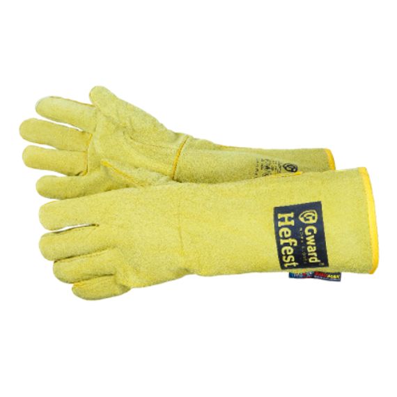 Краги Gward Hefest, из спилка, желтого цвета, усиленные, 40 см