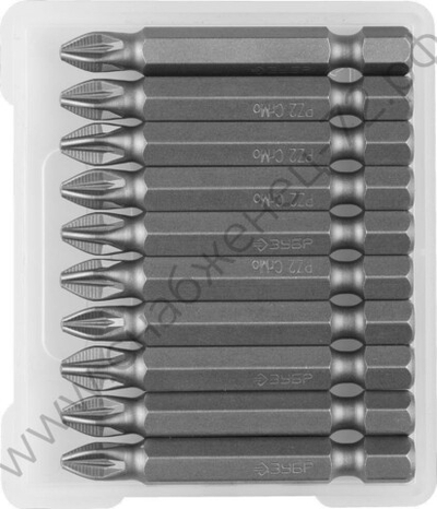 ЗУБР 10 шт, PZ2 50 мм, Кованые биты (26003-2-50-10)