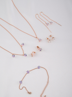 Кольцо Миражи тонкое с сиреневым кристаллом Swarovski