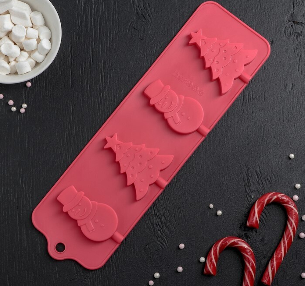 Форма для леденцов  «Новый год», 319 см, 4 ячейки